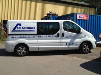 Cool Solutions branded service van — rear three-quarter view.